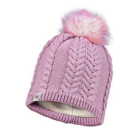 Dětská čepice BUFF® Lifestyle Kids Knitted & Full Fleece Hat NINA LILAC SAND